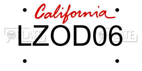 LZOD06 California License Plate