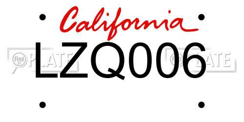 LZQ006 California License Plate