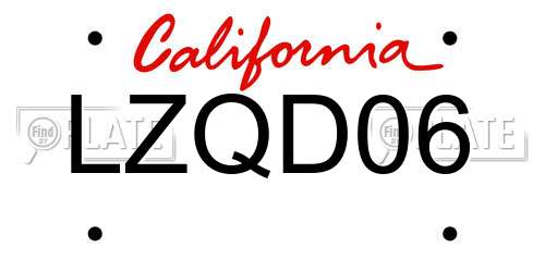 LZQD06 California License Plate