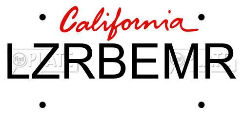 LZRBEMR California License Plate