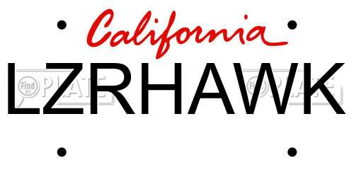 LZRHAWK California License Plate