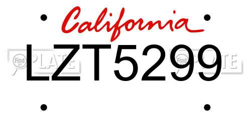 LZT5299 California License Plate