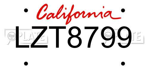 LZT8799 California License Plate