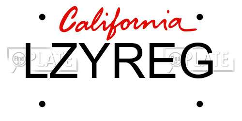 LZYREG California License Plate