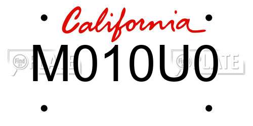 M010U0 California License Plate