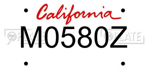 M0580Z California License Plate