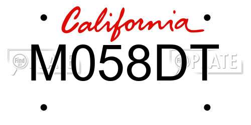 M058DT California License Plate