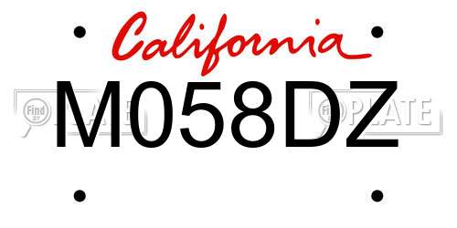 M058DZ California License Plate