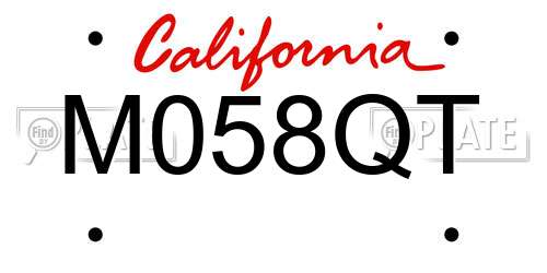 M058QT California License Plate