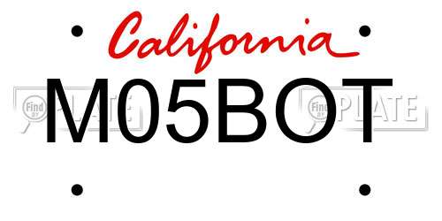 M05BOT California License Plate