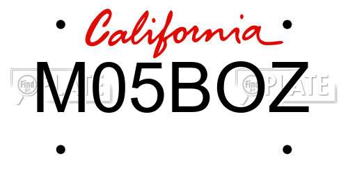 M05BOZ California License Plate