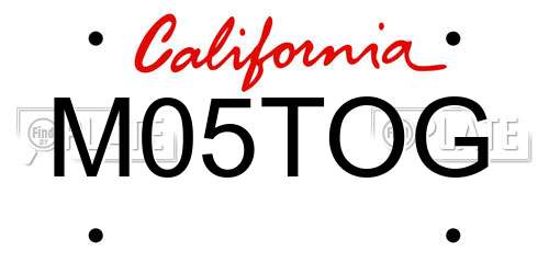 M05TOG California License Plate