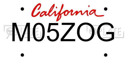 M05ZOG California License Plate