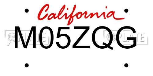M05ZQG California License Plate