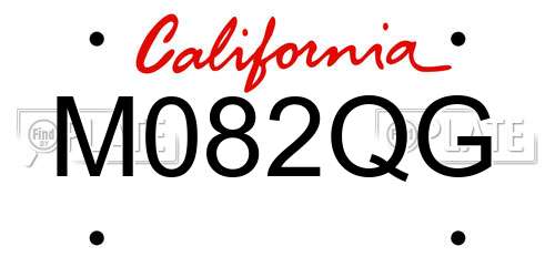 M082QG California License Plate