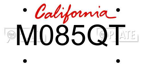 M085QT California License Plate