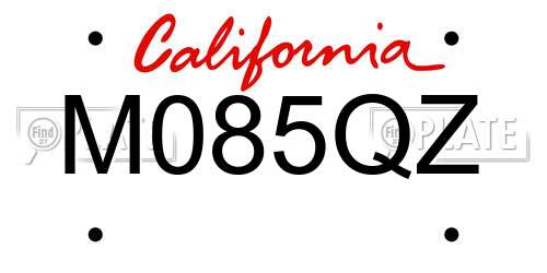 M085QZ California License Plate