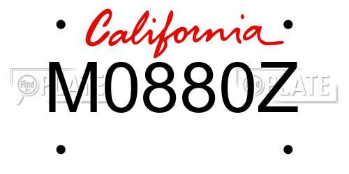 M0880Z California License Plate