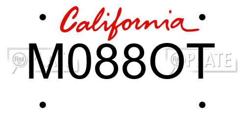 M088OT California License Plate