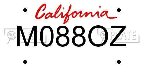 M088OZ California License Plate