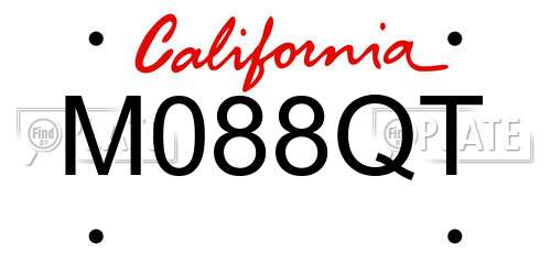 M088QT California License Plate