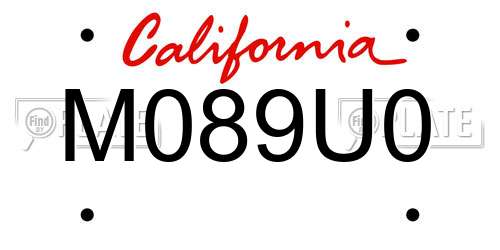 M089U0 California License Plate