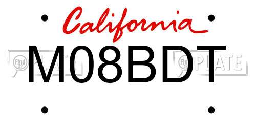 M08BDT California License Plate