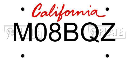 M08BQZ California License Plate