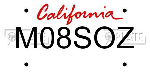 M08SOZ California License Plate
