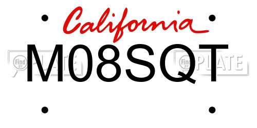 M08SQT California License Plate