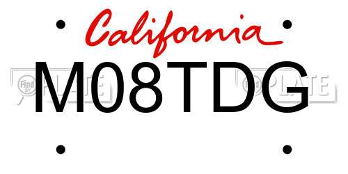 M08TDG California License Plate