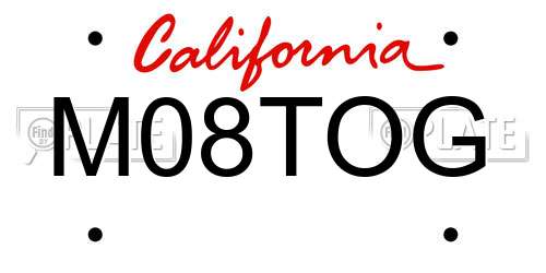 M08TOG California License Plate