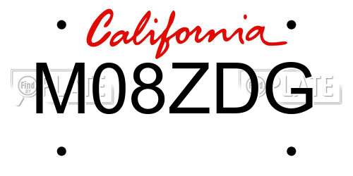 M08ZDG California License Plate