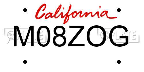 M08ZOG California License Plate
