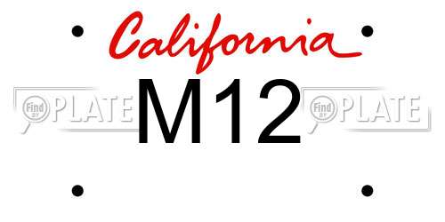 M12 California License Plate