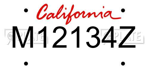 M12134Z California License Plate