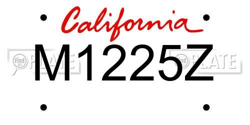 M1225Z California License Plate
