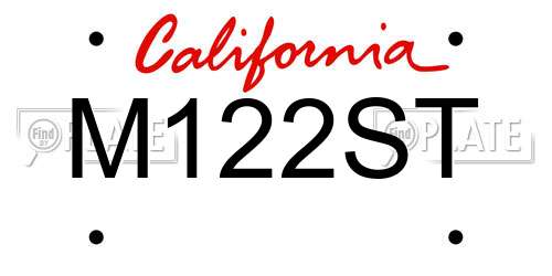 M122ST California License Plate