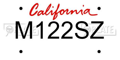 M122SZ California License Plate