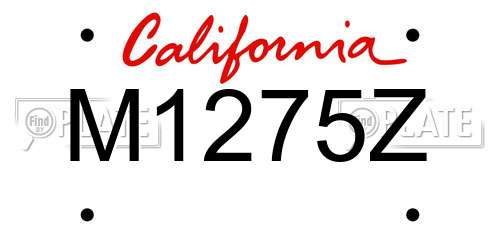 M1275Z California License Plate
