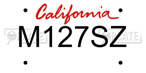 M127SZ California License Plate