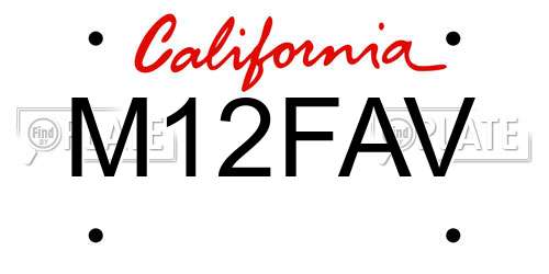 M12FAV California License Plate