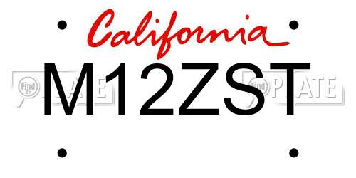 M12ZST California License Plate