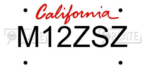 M12ZSZ California License Plate