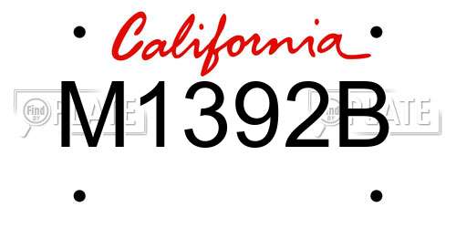 M1392B California License Plate