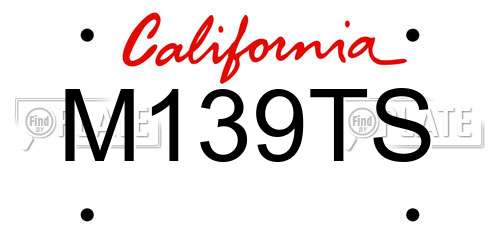 M139TS California License Plate