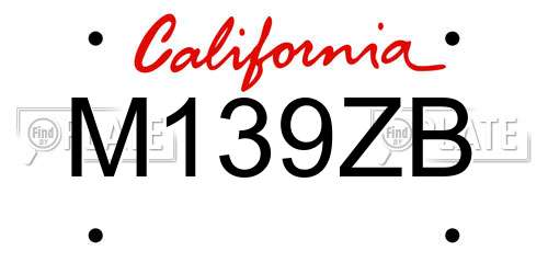 M139ZB California License Plate
