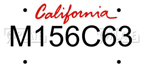 M156C63 California License Plate