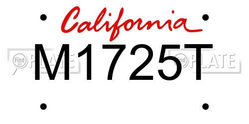 M1725T California License Plate