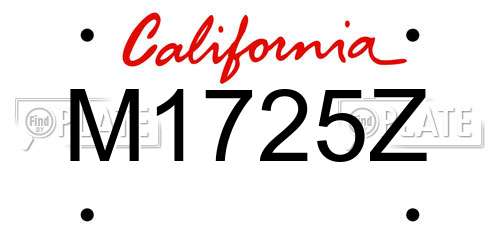 M1725Z California License Plate